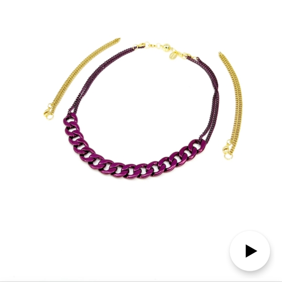 The Alexa Necklace By BAR by Alexa Rae Gold Liquid Metallic Plum 16" - Picture 1 of 5
